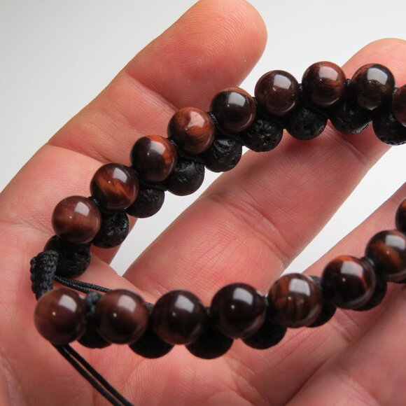 Natural Lava & Tiger eye Beads Bracelet - Picture 3 of 3